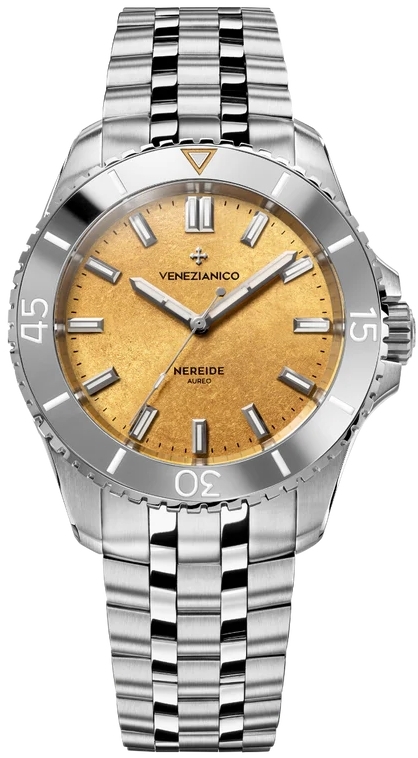 Venezianico Herreklokke 3121590S Nereide Aureo Gul/Stål Ø39 mm