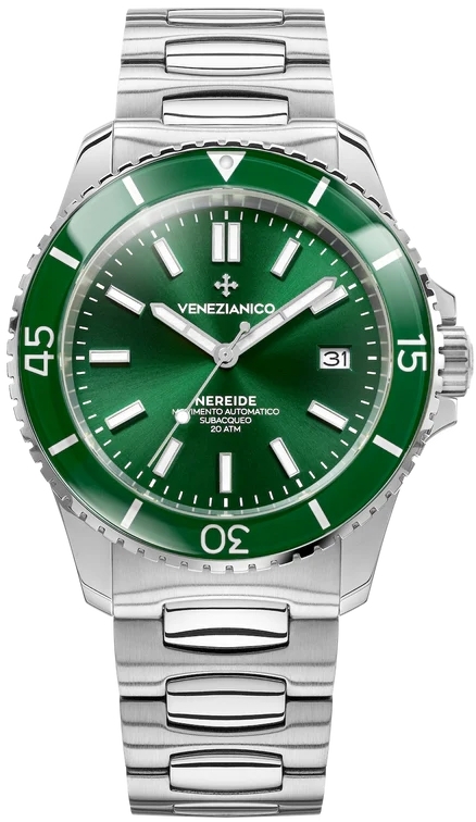 Venezianico Herreklokke 3321501C Nereide Grønn/Stål Ø42 mm