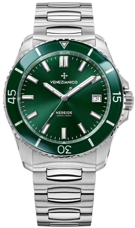 Venezianico Herreklokke 3321511C Nereide Grønn/Stål Ø42 mm