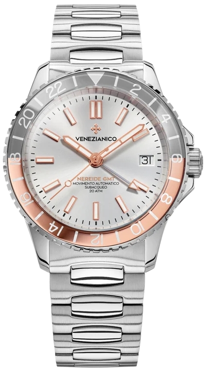 Venezianico Herreklokke 3521503C Nereide GMT Sølvfarget/Stål Ø39 mm
