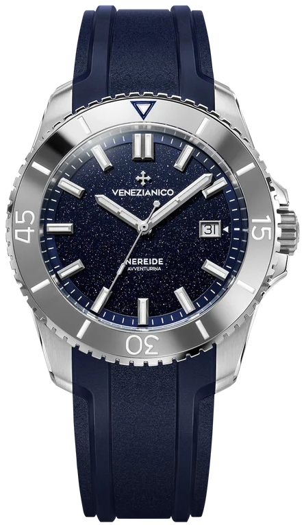 Venezianico Herreklokke 4521550 Nereide Avventurina Blå/Gummi Ø42 mm