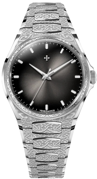 Venezianico Herreklokke 6221520C Arsenale Bizantino Sort/Stål Ø40 mm