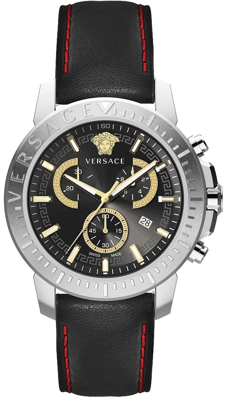 Versace Herreklokke VE2E00121 New Chrono Chronograph 45mm Sort/Lær