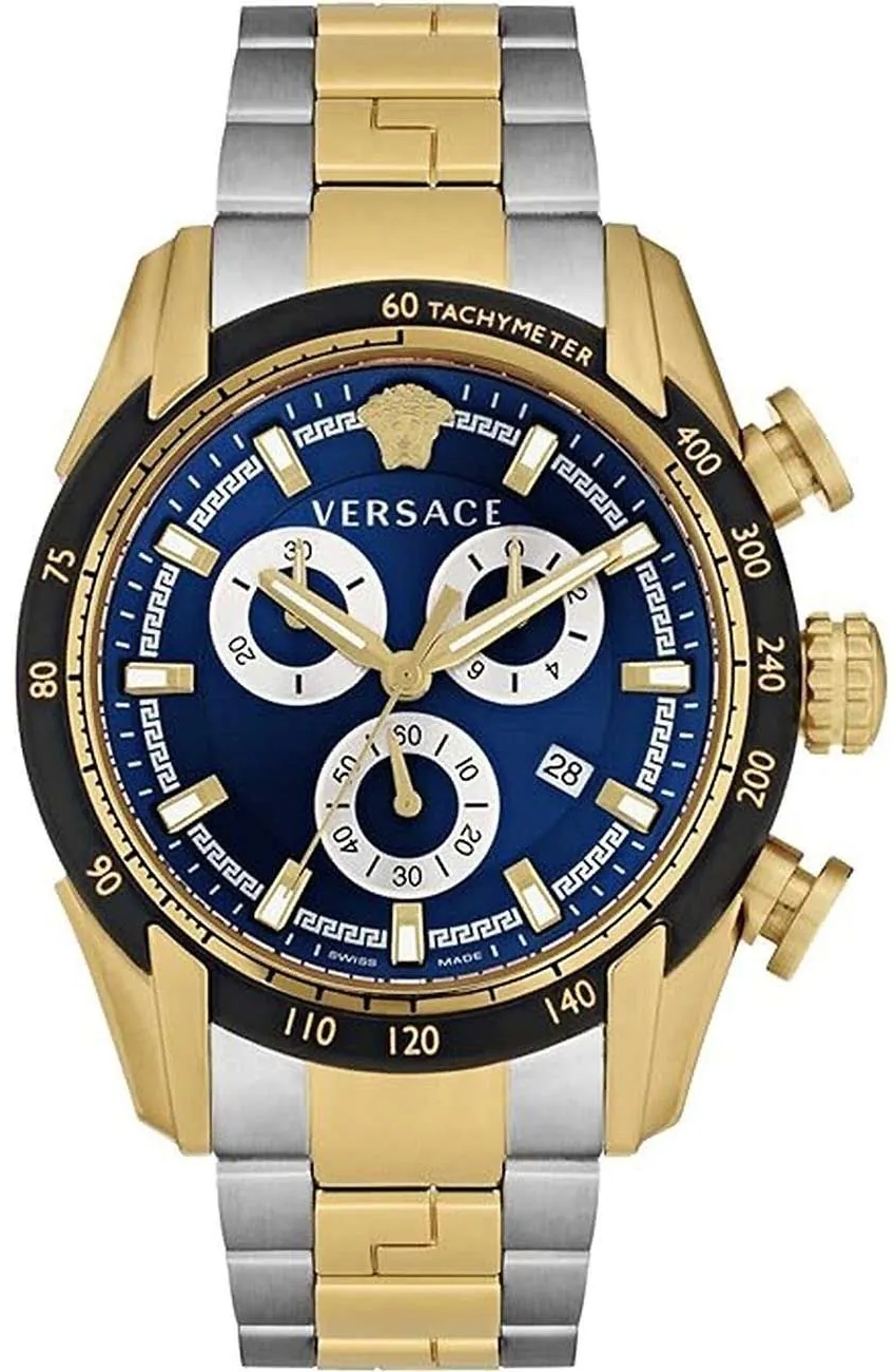 Versace Herreklokke VE2I01021 V Ray Blå/Gulltonet stål Ø44 mm