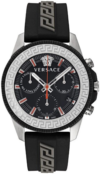 Versace Herreklokke VE3J00222 Greca Action Sort/Gummi Ø45 mm