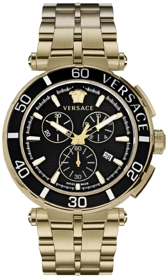 Versace Herreklokke VE3L00522 Greca Sort/Gulltonet stål Ø45 mm