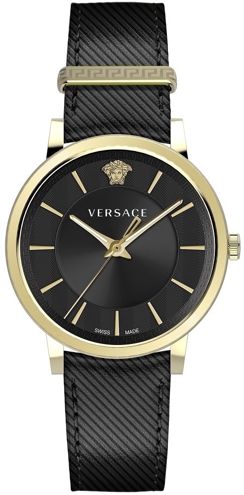 Versace Herreklokke VE5A00320 V Circle Sort/Lær Ø43 mm