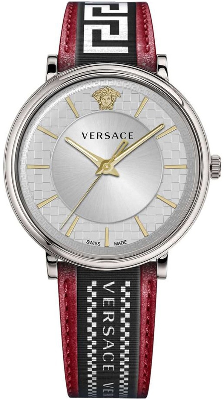Versace Herreklokke VE5A01421 V Circle Sølvfarget/Lær Ø42 mm