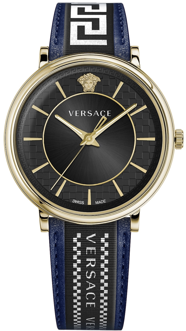 Versace Herreklokke VE5A01521 V Circle Sort/Lær Ø42 mm
