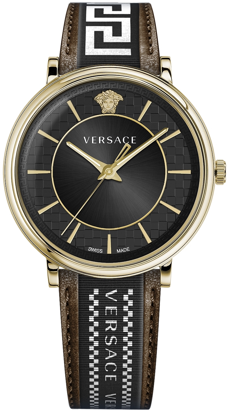 Versace Herreklokke VE5A01721 V Circle Sort/Lær Ø42 mm