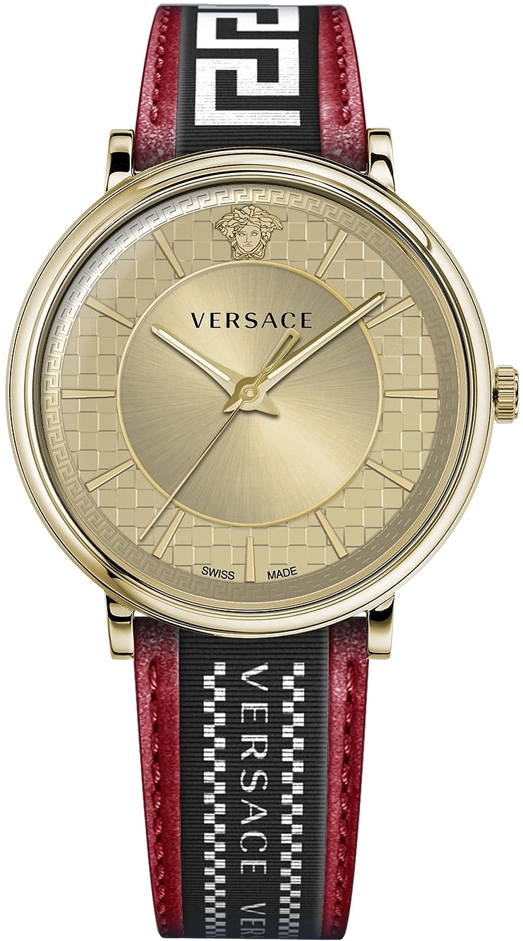 Versace Herreklokke VE5A02021 V Circle Gullfarget/Lær Ø42 mm
