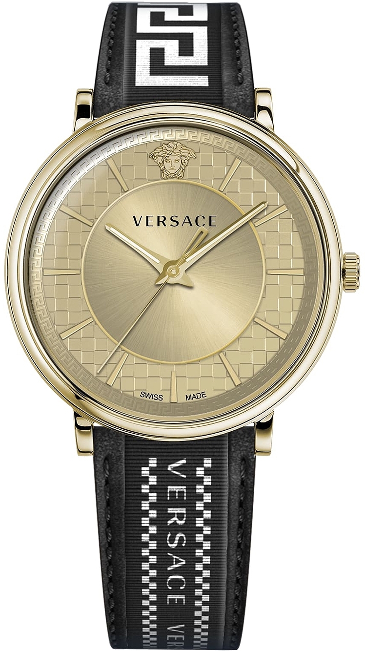 Versace Herreklokke VE5A02121 V Circle Gullfarget/Lær Ø42 mm