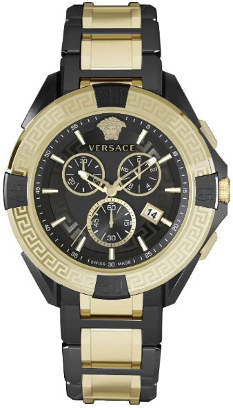 Versace Herreklokke VE5CA0723 Chrono Sort/Gulltonet stål Ø46 mm