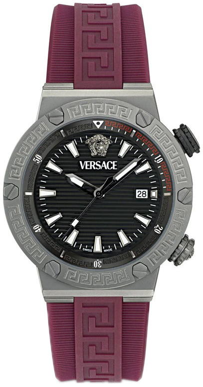 Versace Herreklokke VE8G00224 Greca Logo Sort/Gummi Ø43 mm