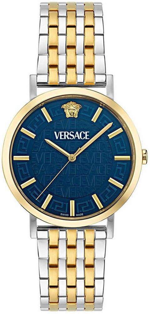 Versace Herreklokke VE8Q00424 Greca Slim Blå/Gulltonet stål Ø40 mm