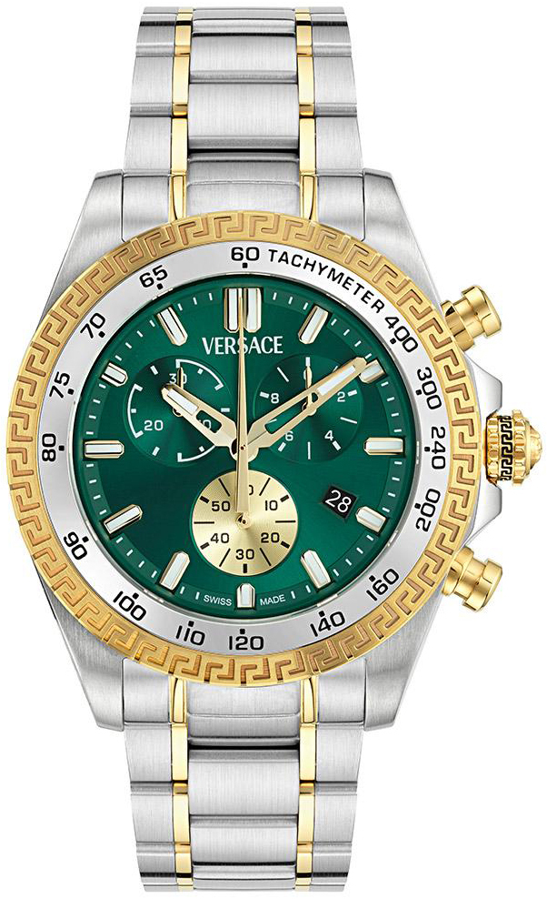 Versace Herreklokke VE9K00424 Chrono X Grønn/Gulltonet stål Ø44 mm