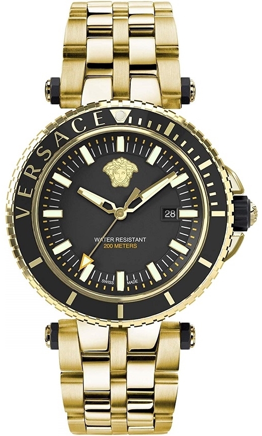 Versace Herreklokke VEAK00618 V Race Diver Sort/Gulltonet stål Ø46