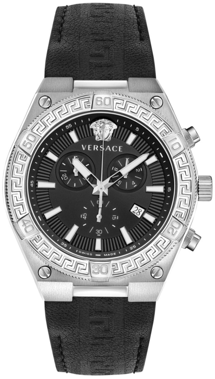 Versace Herreklokke VESO00222 Greca Chrono Sort/Lær Ø46 mm