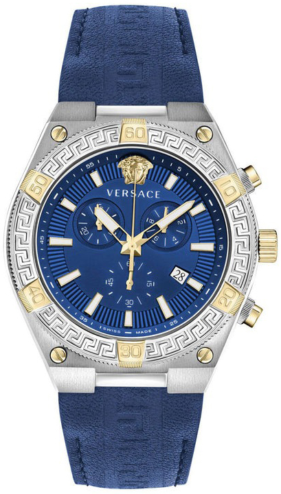Versace Herreklokke VESO00322 Greca Chrono Blå/Lær Ø46 mm