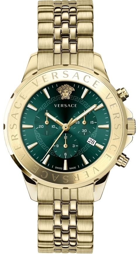 Versace Herreklokke VEV600619 Chrono Signature Grønn/Gulltonet stål