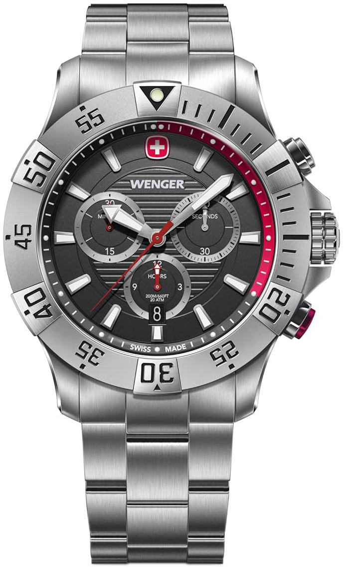 Wenger Herreklokke 01.0643.123 Seaforce Sort/Stål Ø43 mm