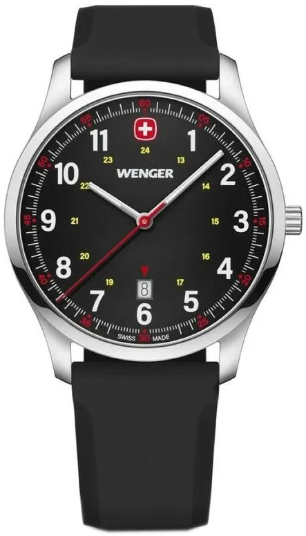 Wenger Herreklokke 01.1441.129 City Sort/Gummi Ø42 mm