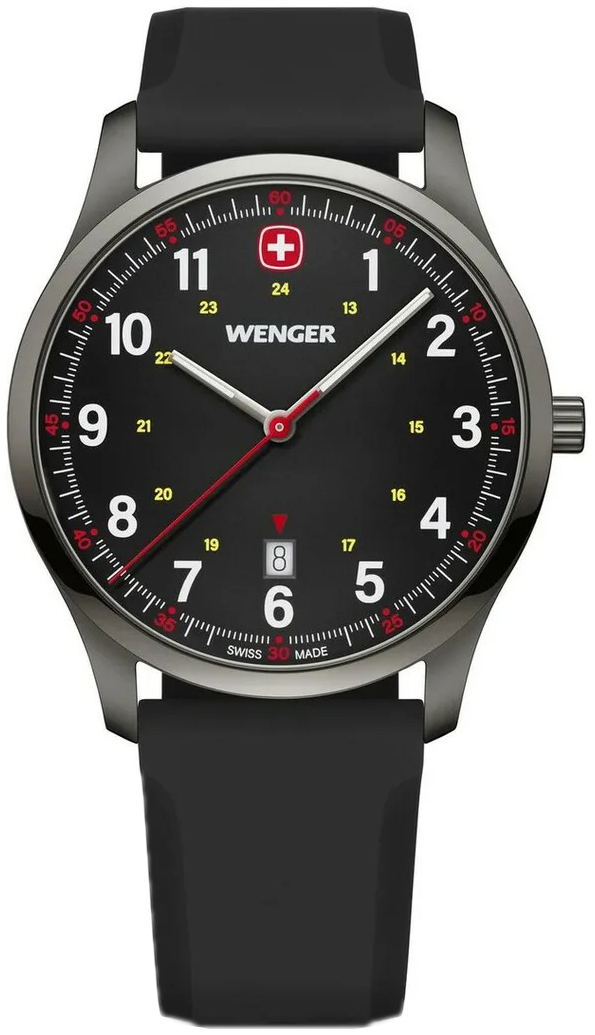 Wenger Herreklokke 01.1441.135 City Sort/Gummi Ø42 mm