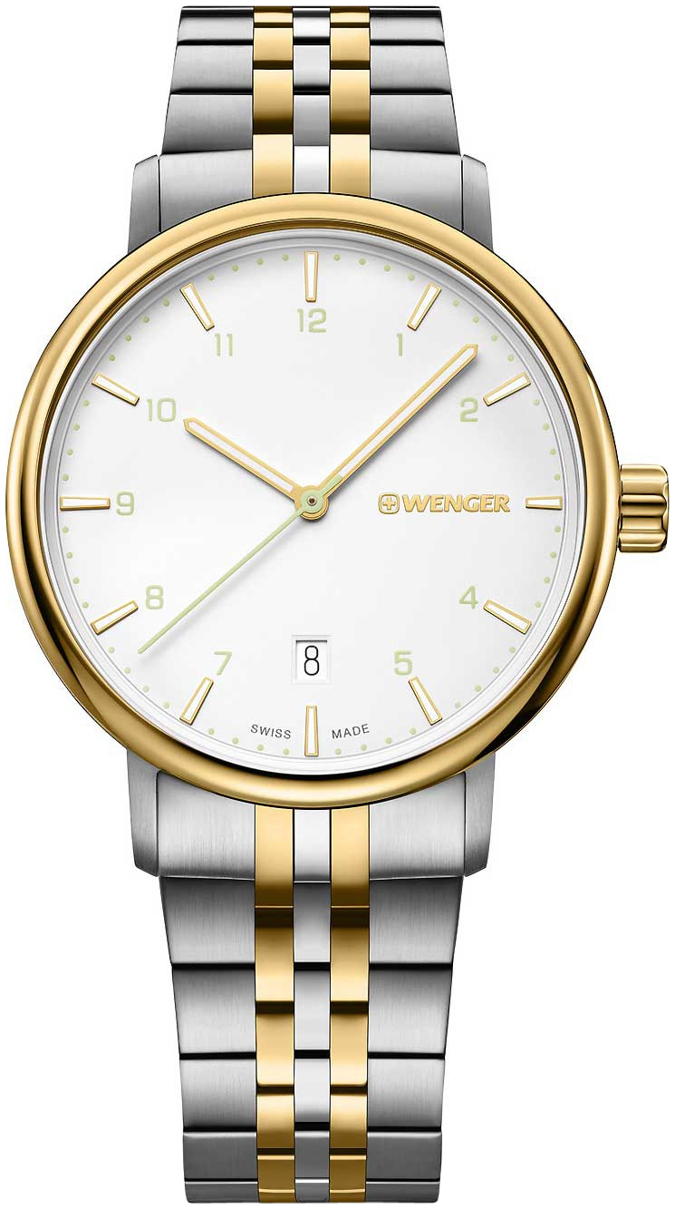 Wenger Herreklokke 01.1731.122 Hvit/Gulltonet stål Ø40 mm