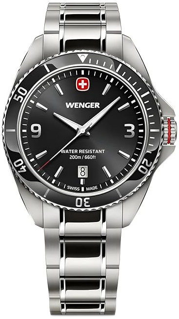 Wenger Herreklokke 01.2031.101 Executive Sort/Stål Ø40 mm