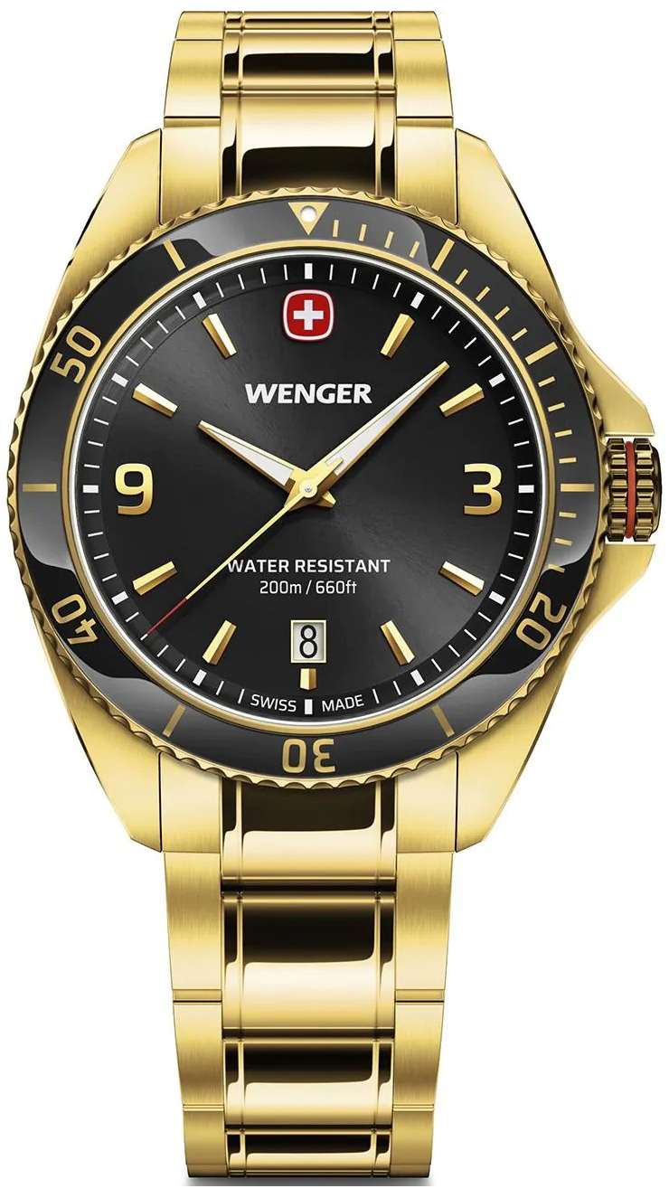 Wenger Herreklokke 01.2031.107 Executive Sort/Gulltonet stål Ø40 mm