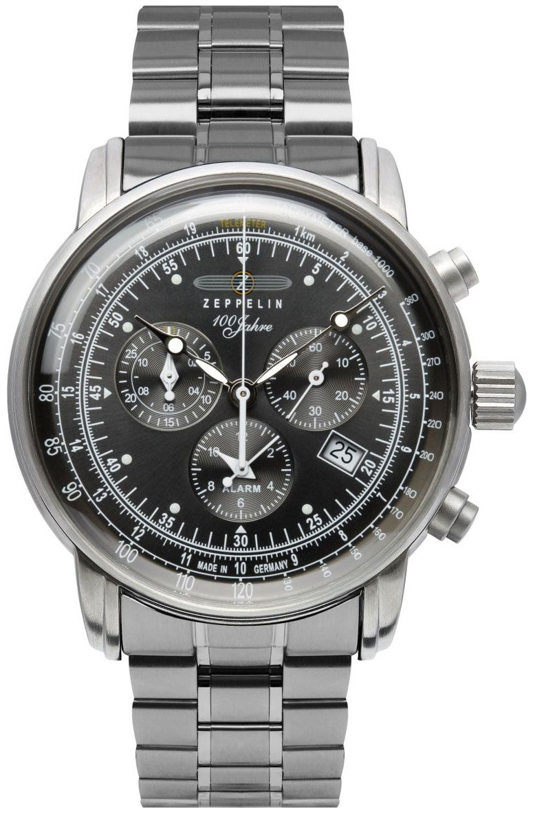 Zeppelin 100 Jahre Herreklokke 7680MB2 Sort/Stål Ø42 mm