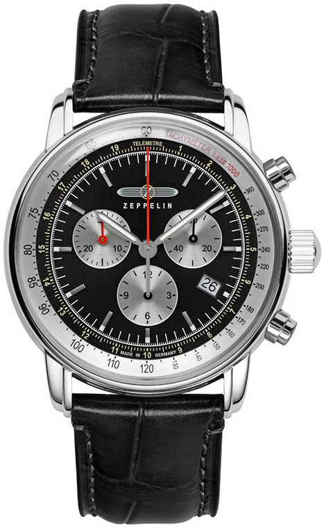 Zeppelin Herreklokke 88882 Lz 14 Marine Sort/Lær Ø42 mm